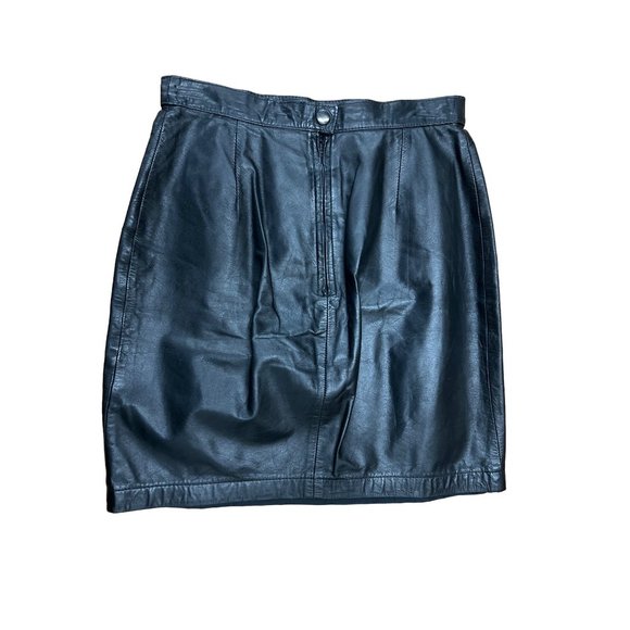 Black Leather Skirt Petite - Picture 2 of 5
